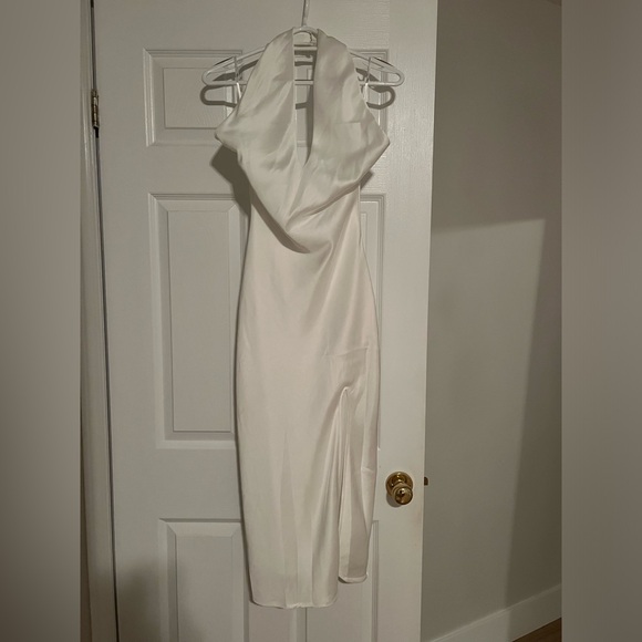 Beyond Classy White Satin Halter Midi Dress Size XS White - Picture 6 of 9